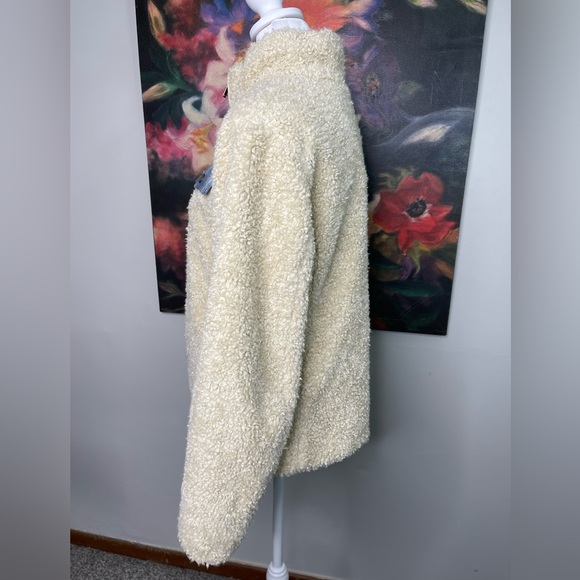 Pendleton Ladies' Softshell Fuzzy Full Zip Sherpa Jacket Beige Wool Plaid Sz S - Picture 4 of 11